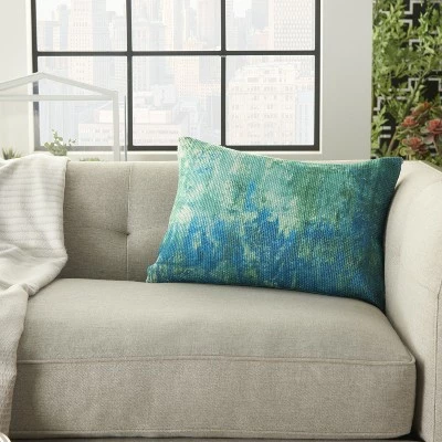 Mina Victory Outdoor Pillows AS130 Blue/Green 5 Mina Victory Outdoor Pillows AS130 Blue/Green - Image 3