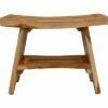 24" Serenity ED966 Wide Teak Shower Bench with Shelf - EcoDecors