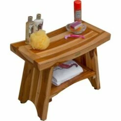 24" Serenity ED966 Wide Teak Shower Bench with Shelf - EcoDecors -Ottomans Official Shop unnamed file 6196