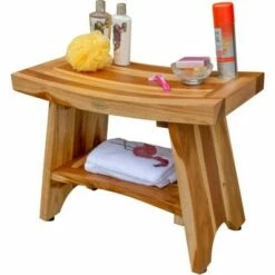 24" Serenity ED966 Wide Teak Shower Bench with Shelf - EcoDecors -Ottomans Official Shop unnamed file 6197