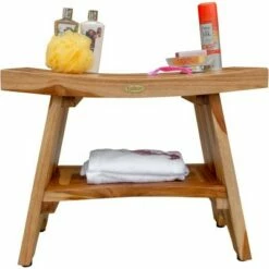 24" Serenity ED966 Wide Teak Shower Bench with Shelf - EcoDecors -Ottomans Official Shop unnamed file 6198