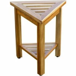 17" FlexiCorner Wide Teak Shower Shelf with Shelf - EcoDecors -Ottomans Official Shop unnamed file 6223