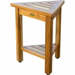 17" FlexiCorner Wide Teak Shower Shelf with Shelf - EcoDecors -Ottomans Official Shop unnamed file 6226