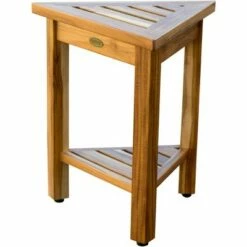 17" FlexiCorner Wide Teak Shower Shelf with Shelf - EcoDecors -Ottomans Official Shop unnamed file 6228