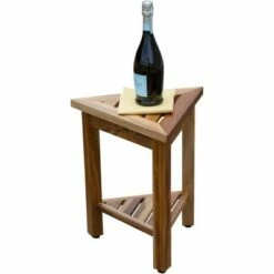 17" FlexiCorner Wide Teak Shower Shelf with Shelf - EcoDecors -Ottomans Official Shop unnamed file 6229