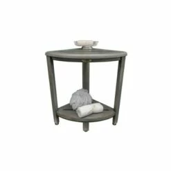 12" SnazzyCorner GR30 Wide Teak Wood Shower Bench with Shelf - CoastalVogue -Ottomans Official Shop unnamed file 6297