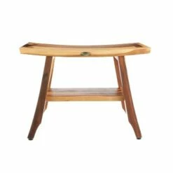 24" Satori ED991 Wide Teak Shower Stool for Shaving Legs - EcoDecors