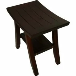 18" Satori DT90 Wide Teak Wood Shower Bench with Shelf - DecoTeak -Ottomans Official Shop unnamed file 6344