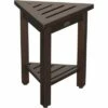 17" FlexiCorner Wide Teak Shower Shelf with Shelf Dark Brown - DecoTeak