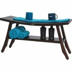34" Satori DT176 Wide Teak Wood Shower Bench with Shelf - DecoTeak -Ottomans Official Shop unnamed file 6363