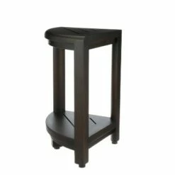 12" SnazzyCorner DT130 Wide Teak Wood Shower Bench with Shelf - DecoTeak