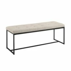 48" Upholstered Bench with Metal Base - Saracina Home Tan -Ottomans Official Shop unnamed file 637