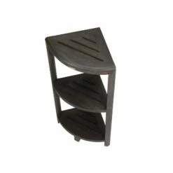 32" SnazzyCorner Tall Teak Shower Shelf Light Gray - CoastalVogue -Ottomans Official Shop unnamed file 6397