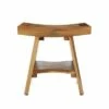 18" Serenity ED961 Wide Teak Shower Bench with Shelf - EcoDecors
