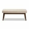 Elia Mid Century Modern Walnut Wood Fabric Button Tufted Bench - Baxton Studio Dark Gray