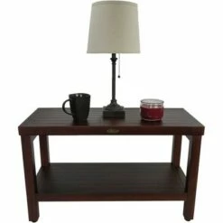 30" Eleganto DT116 Wide Teak Wood Shower Bench with Shelf - DecoTeak -Ottomans Official Shop unnamed file 6613