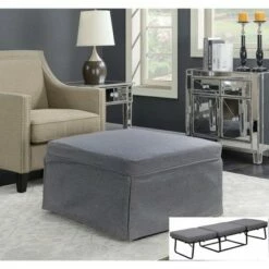 Designs4Comfort Folding Bed Ottoman Soft Gray Fabric - Breighton Home