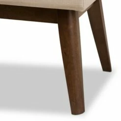 Elia Mid Century Modern Walnut Wood Fabric Button Tufted Bench - Baxton Studio Dark Gray -Ottomans Official Shop unnamed file 663