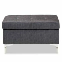 Riley Fabric Upholstered Ottoman Gray/Silver - Baxton Studio