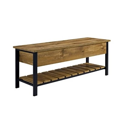 48" Open Top Storage Bench with Shoe Shelf - Saracina Home Dark Walnut 8 48" Open Top Storage Bench with Shoe Shelf - Saracina Home Dark Walnut - Image 6