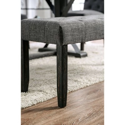 Hepburn Tufted Bench - HOMES: Inside + Out Antique Black/gray 5 Hepburn Tufted Bench - HOMES: Inside + Out Antique Black/gray - Image 3
