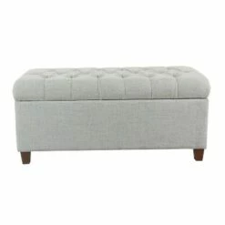 Ainsley Button Tufted Storage Bench - HomePop Charcoal Gray -Ottomans Official Shop unnamed file 6756