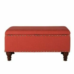 Large Rectangle Storage Bench with Nailhead Trim - HomePop