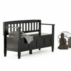 48" Riverside Solid Wood Entryway Storage Bench - Wyndenhall Coffee Brown