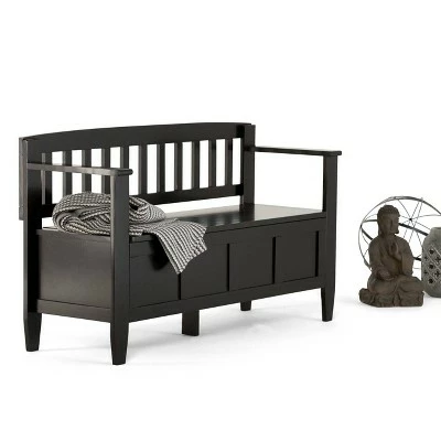 48" Riverside Solid Wood Entryway Storage Bench - Wyndenhall Coffee Brown 3 48" Riverside Solid Wood Entryway Storage Bench - Wyndenhall Coffee Brown