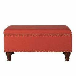 Fabric Upholste Wooden Storage Bench with Nail Head Trim - Benzara Blue/brown -Ottomans Official Shop unnamed file 6888