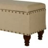 Wooden Storage Bench with Nail Head Trim - Benzara Beige/brown 1 Wooden Storage Bench with Nail Head Trim - Benzara Beige/brown -Ottomans Official Shop unnamed file 6896