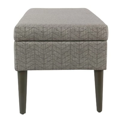 Mid Century Storage Bench Textured Gray - HomePop 3 Mid Century Storage Bench Textured Gray - HomePop