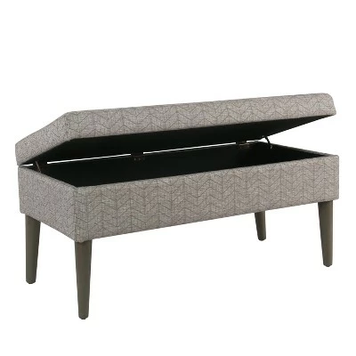 Mid Century Storage Bench Textured Gray - HomePop 5 Mid Century Storage Bench Textured Gray - HomePop - Image 3