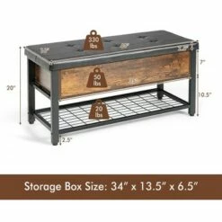 Costway Shoe Bench Padded Bench w/Storage Box and Shoe Shelf Rustic Brown and Black 13 Costway Shoe Bench Padded Bench w/Storage Box and Shoe Shelf Rustic Brown and Black -Ottomans Official Shop unnamed file 6978