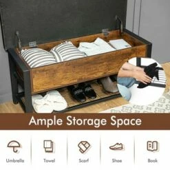 Costway Shoe Bench Padded Bench w/Storage Box and Shoe Shelf Rustic Brown and Black 15 Costway Shoe Bench Padded Bench w/Storage Box and Shoe Shelf Rustic Brown and Black -Ottomans Official Shop unnamed file 6980