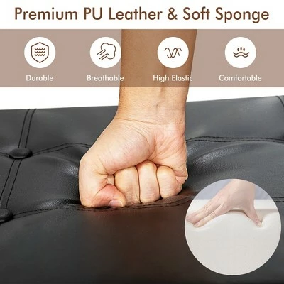 Costway Shoe Bench Padded Bench w/Storage Box and Shoe Shelf Rustic Brown and Black 9 Costway Shoe Bench Padded Bench w/Storage Box and Shoe Shelf Rustic Brown and Black - Image 7