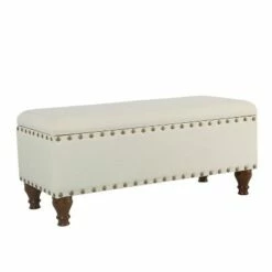 Large Storage Bench with Nailhead Trim - HomePop Faux Leather Brown -Ottomans Official Shop unnamed file 7009
