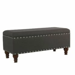 Large Storage Bench with Nailhead Trim - HomePop Faux Leather Brown -Ottomans Official Shop unnamed file 7011