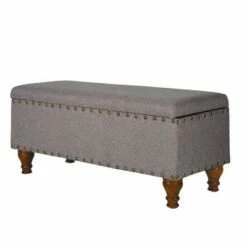 Large Storage Bench with Nailhead Trim - HomePop Faux Leather Brown -Ottomans Official Shop unnamed file 7013