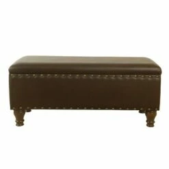 Large Storage Bench with Nailhead Trim - HomePop Faux Leather Brown -Ottomans Official Shop unnamed file 7014