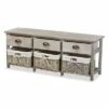Mabyn Wood 3 Drawer Storage Bench with Baskets Light Gray - Baxton Studio -Ottomans Official Shop unnamed file 7033