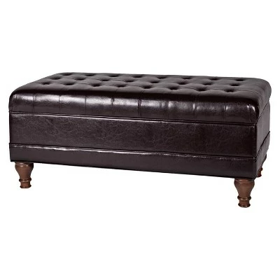 Deluxe Tufted Storage Bench Espresso - HomePop 3 Deluxe Tufted Storage Bench Espresso - HomePop