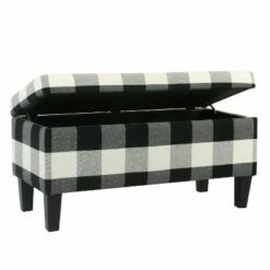Large Decorative Storage Bench Black Plaid - HomePop -Ottomans Official Shop unnamed file 7108