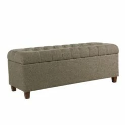Homepop 48" Macalester Tufted Storage Bench Brown Faux Leather