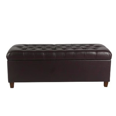 Homepop 48" Macalester Tufted Storage Bench Brown Faux Leather 12 Homepop 48" Macalester Tufted Storage Bench Brown Faux Leather - Image 10