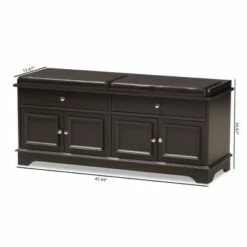Mason Modern And Contemporary Wood 2 Drawer Shoe Storage Bench Dark Brown - Baxton Studio -Ottomans Official Shop unnamed file 7165