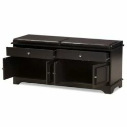 Mason Modern And Contemporary Wood 2 Drawer Shoe Storage Bench Dark Brown - Baxton Studio -Ottomans Official Shop unnamed file 7166