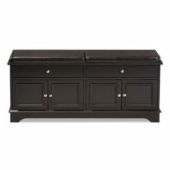 Mason Modern And Contemporary Wood 2 Drawer Shoe Storage Bench Dark Brown - Baxton Studio -Ottomans Official Shop unnamed file 7167