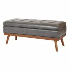 Katheryn Bonded Leather Storage Bench Pewter - OSP Home Furnishings -Ottomans Official Shop unnamed file 7185