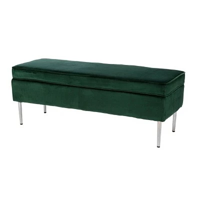 Danston Upholstered Storage Bench Green/Silver - Aiden Lane 6 Danston Upholstered Storage Bench Green/Silver - Aiden Lane - Image 4